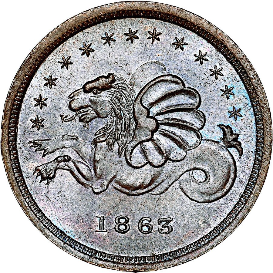 Circleville, Ohio - Civil War Token Fickardt & Co. Druggists R7 NGC MS65 (1863) Stevehayden 01