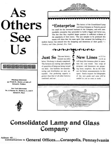 Consolidated Lamp and Glass Company ad 1896