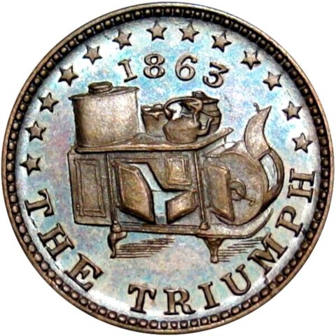 Fremont Ohio Civil War Token Roberts & Sheldon Triumph Stove NGC MS65 (1863) Stevehayden 01