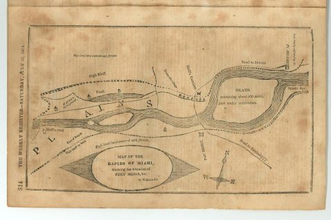 1813 Map of the Rapids of Miami, showing Fort Meigs