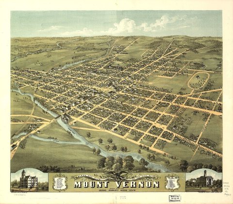 Bird's eye view of the city of Mount Vernon, Knox County, Ohio 1870