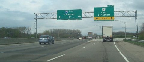 Exit 47 to OH-4 North on I-70 Eastbound 04-24-2011