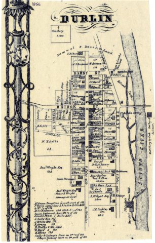 1856 Map of Dublin, Washington Township, Franklin County, Ohio
