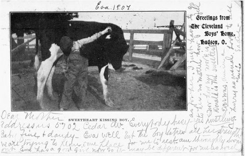 Greetings from The Cleveland Boys' Home, Hudson, O. Sweetheart Kissing Boy