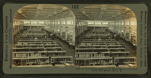 An interesting scene in the manufacture of rubber boots and shoes, Akron, Ohio