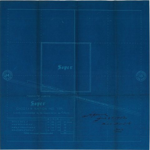 Townsite Limits of Soper, Choctaw Nation, Indian Territory, Depot Station Grounds on the Center Line of the Arkansas an…
