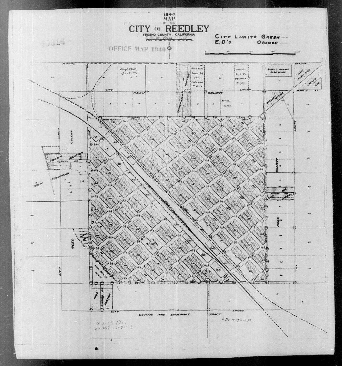1940 Census Enumeration District Maps - California - Fresno County - Reedley - ED 10-118, ED 10-119