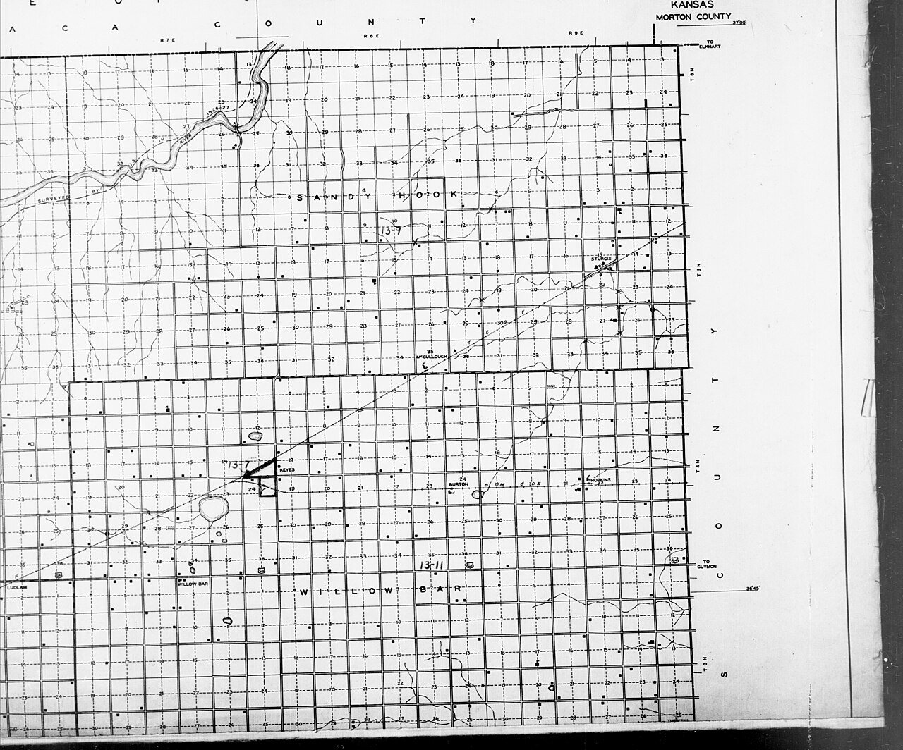 1940 Census Enumeration District Maps - Oklahoma - Cimarron County - ED 13-1 - ED 13-11