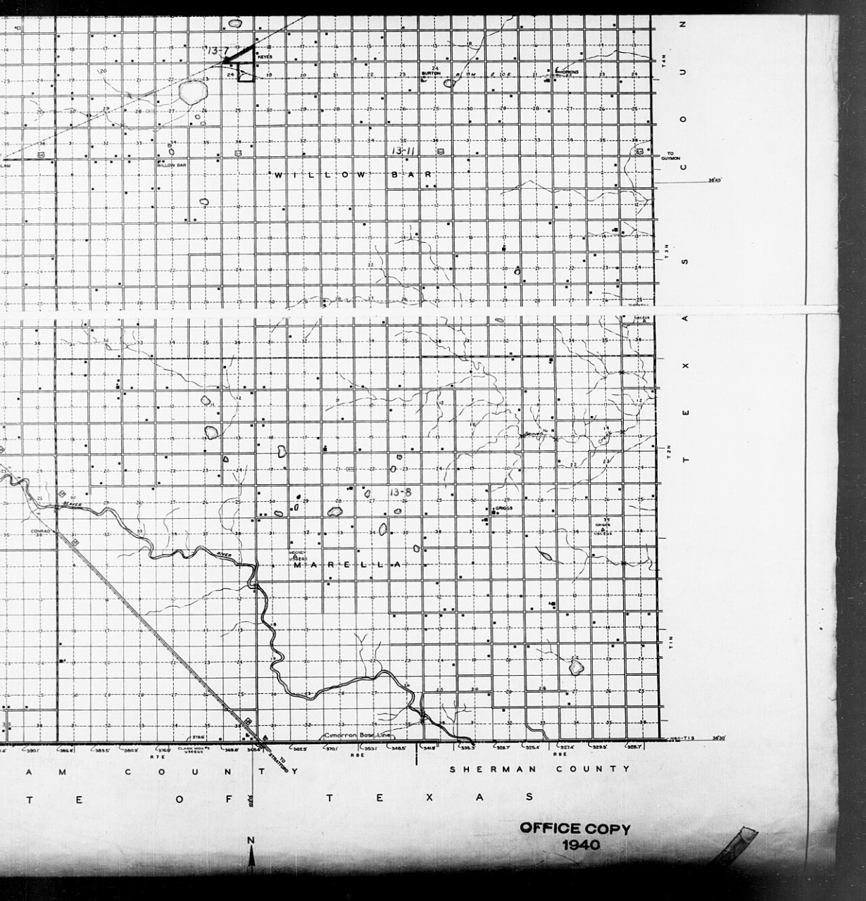 1940 Census Enumeration District Maps - Oklahoma - Cimarron County - ED 13-1 - ED 13-11