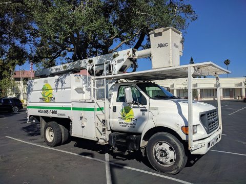 F-750 truck modified for tree trimming