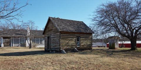 The restored, 1876 Rice-Payne cabin, thought to be the oldest standing house