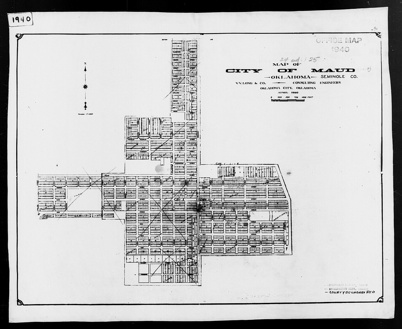 1940 Census Enumeration District Maps - Oklahoma - Seminole County - Maud - ED 67-24, ED 67-25