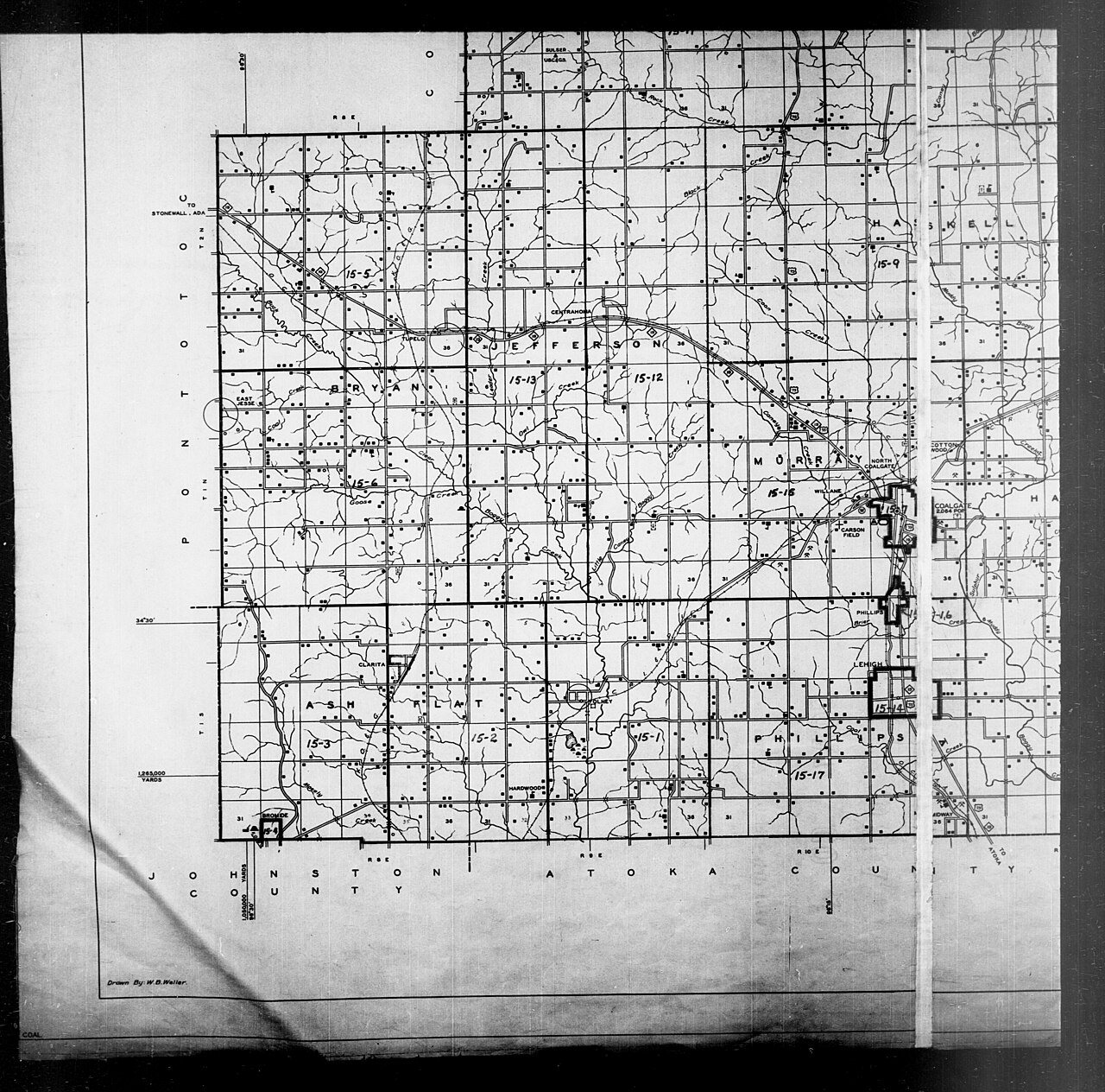 1940 Census Enumeration District Maps - Oklahoma - Coal County - ED 15-1 - ED 15-17
