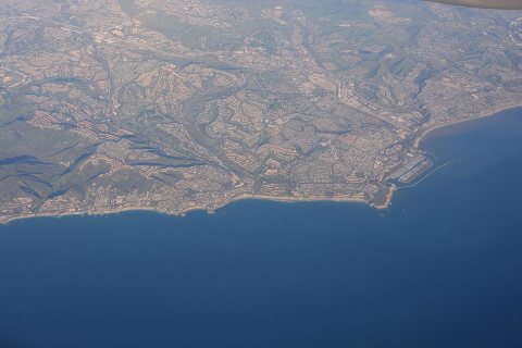 Aerial view of California Coast, looking ENE around South Laguna and