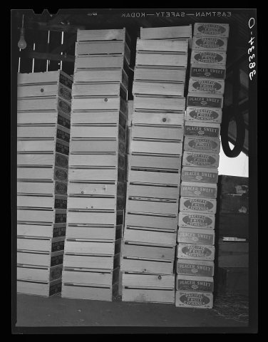 Fruit crates. Loomis, California
