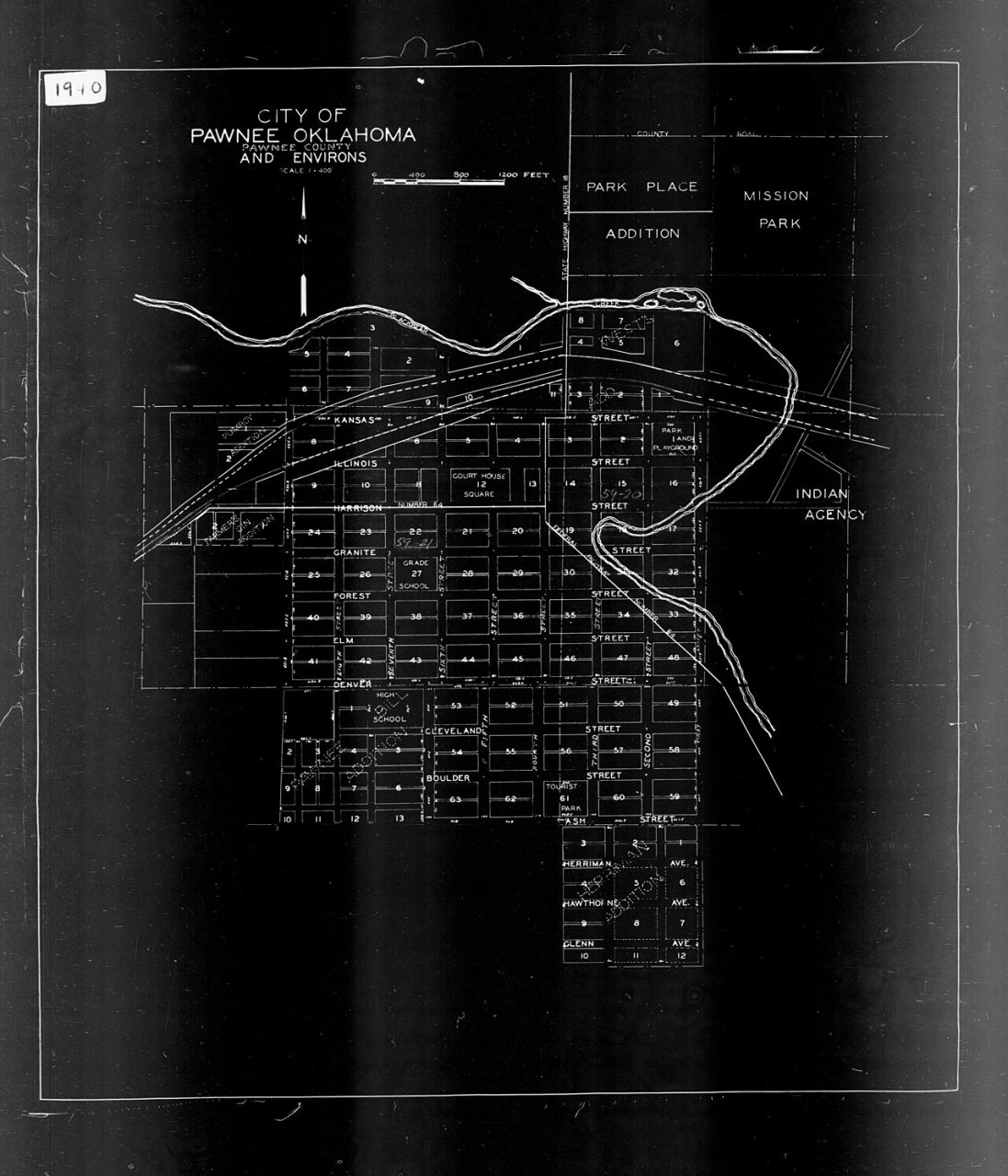 1940 Census Enumeration District Maps - Oklahoma - Pawnee County - Pawnee - ED 59-20, ED 59-21