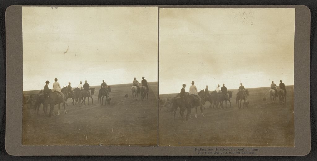 Riding into Frederick at end of hunt