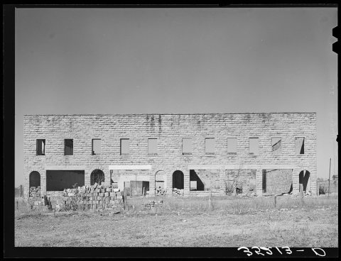 Abandoned building in the oil ghost town of Slick, Oklahoma
