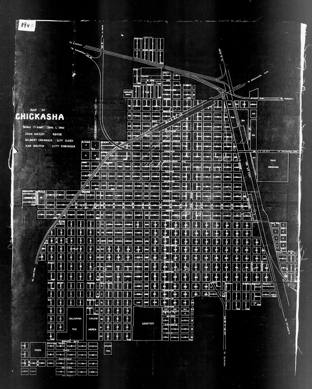 1940 Census Enumeration District Maps - Oklahoma - Grady County - Chickasha - ED 26-7A - ED 26-15