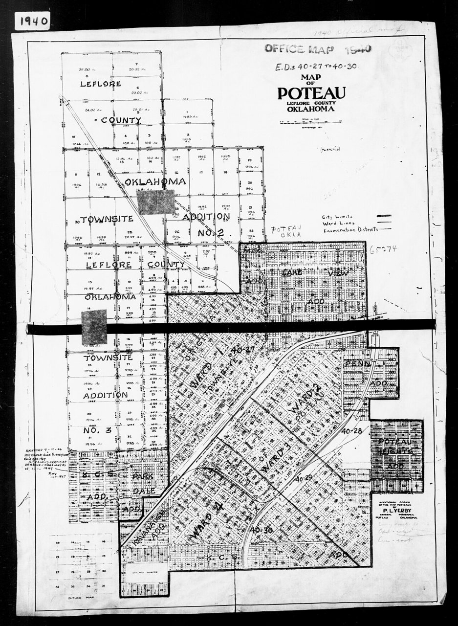 1940 Census Enumeration District Maps - Oklahoma - Le Flore County - Poteau - ED 40-27, ED 40-28, ED 40-29, ED 40-30