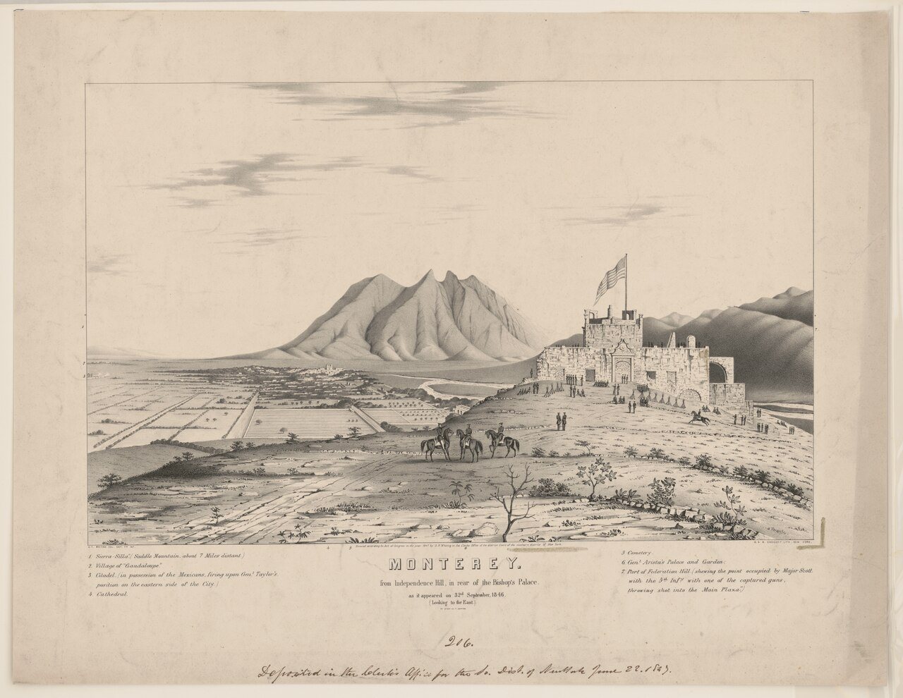 Monterey (sic), from Independence Hill, in rear of the Bishop's Palace. As it appeared on 32d (i.e., 23d) September, 18…