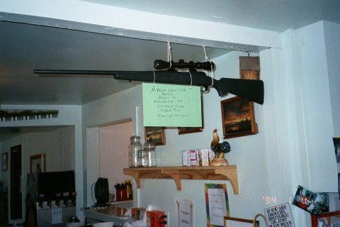Raffling off a gun at the cafe in