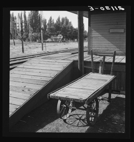 Detail of old railroad station. Small farming town, population 108. Irrigon, Oregon
