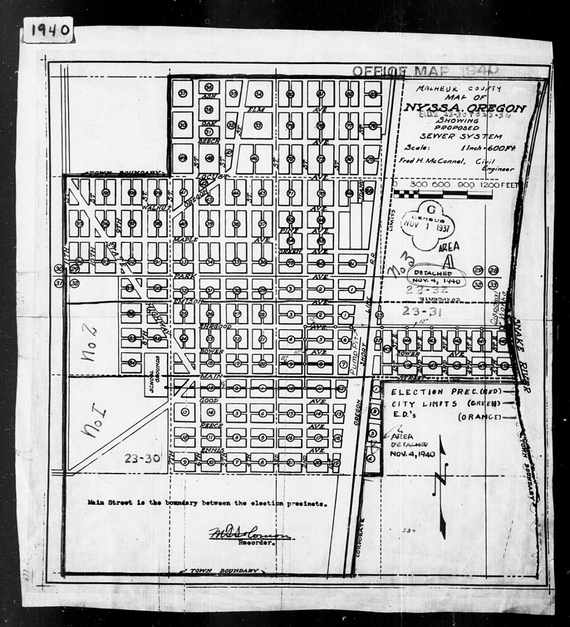 1940 Census Enumeration District Maps - Oregon - Malheur County - Nyssa - ED 23-30, ED 23-31, ED 23-32