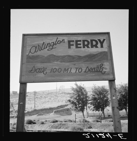 Untitled photo, possibly related to: On transportation outskirts of small Oregon town on the Columbia River. Arlington,…
