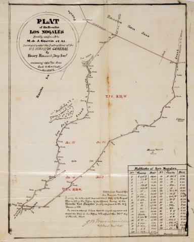 Henry Hancock 1860 U.S. Survey map of Rancho Los Nogales Walnut Los Angeles