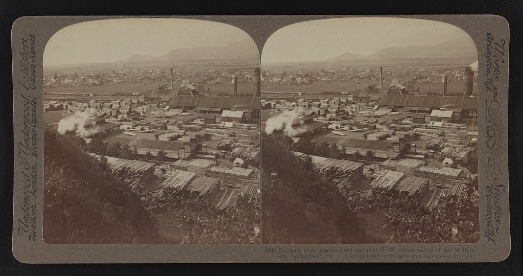 Looking over lumber-yard and mill N.W. down valley of the Willamette