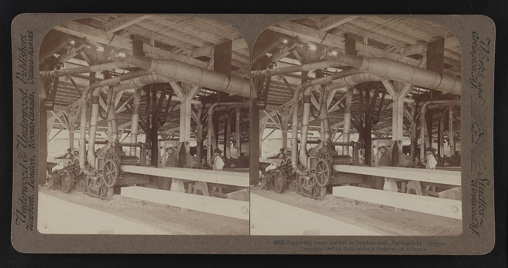 Surfacing large timber in lumber-mill