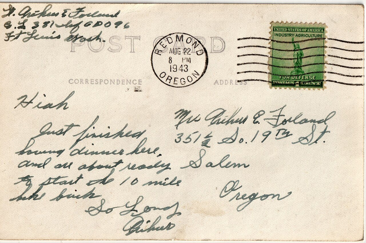 1943-08-22 Redmond, Oregon B