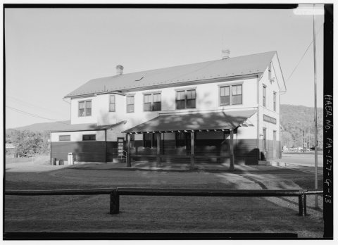 GENERAL VIEW FROM SOUTHWEST - East Broad Top Railroad and Coal Company, Orbisonia Depot, Meadow Street at Iron Street, …