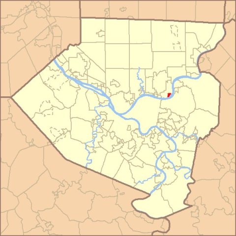 Map of Allegheny County PA Highlighting