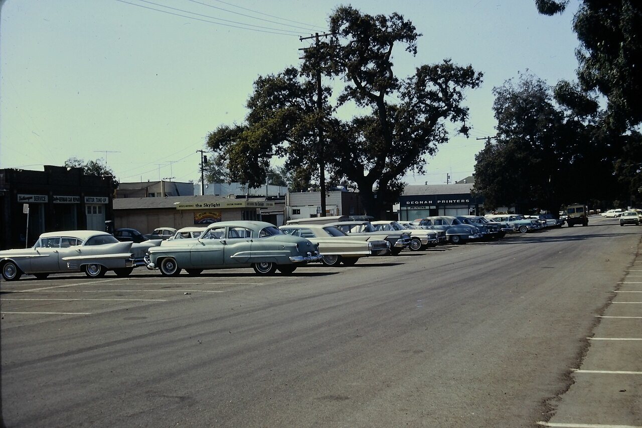 Menlo Park train station parking (October 1967)