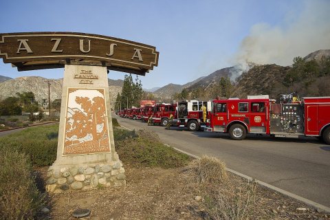 Firefighters from all over Southern California staging for the Colby Fire