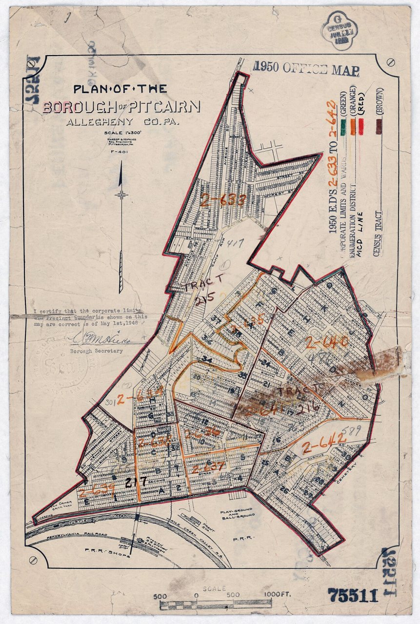 1950 Census Enumeration District Maps - Pennsylvania (PA) - Allegheny County - Pitcairn - ED 2-633 to 642