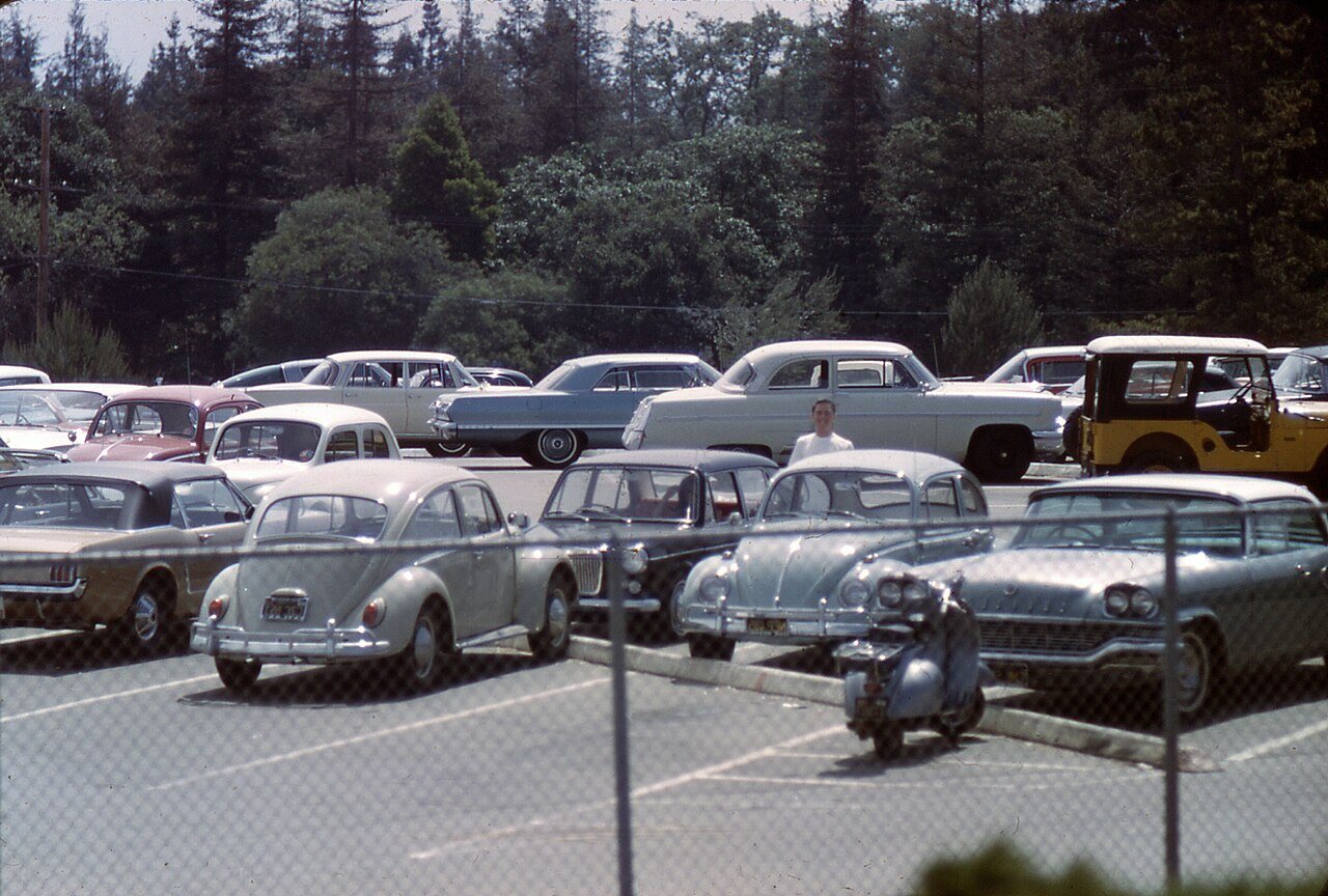 Parking lot in Woodside, CA 1965