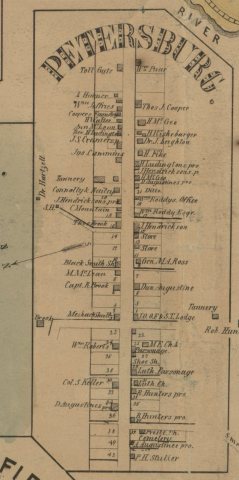 Map of Petersburg, Somerset County, Pennsylvania, from 1860 Somerset County Map by Edward L Walker