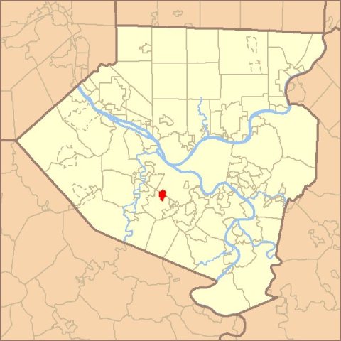 Map of Allegheny County PA Highlighting