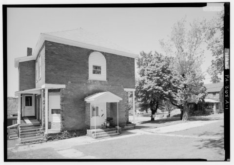 EAST (MAIN) FACADE OF COMPANY OFFICE, LOOKING NORTHWEST - Merchants Coal Company, Office, Quemahoning Street and Morris…