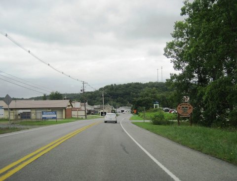PA 36 sb Patton Borough welcome sign, Aug. 2024