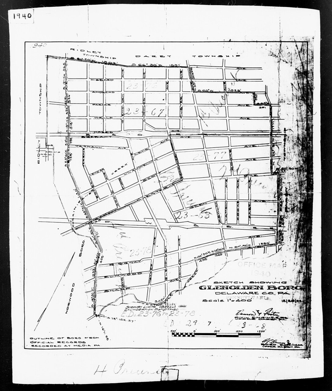 1940 Census Enumeration District Maps - Pennsylvania - Delaware County - Glenolden - ED 23-76, ED 23-77, ED 23-78