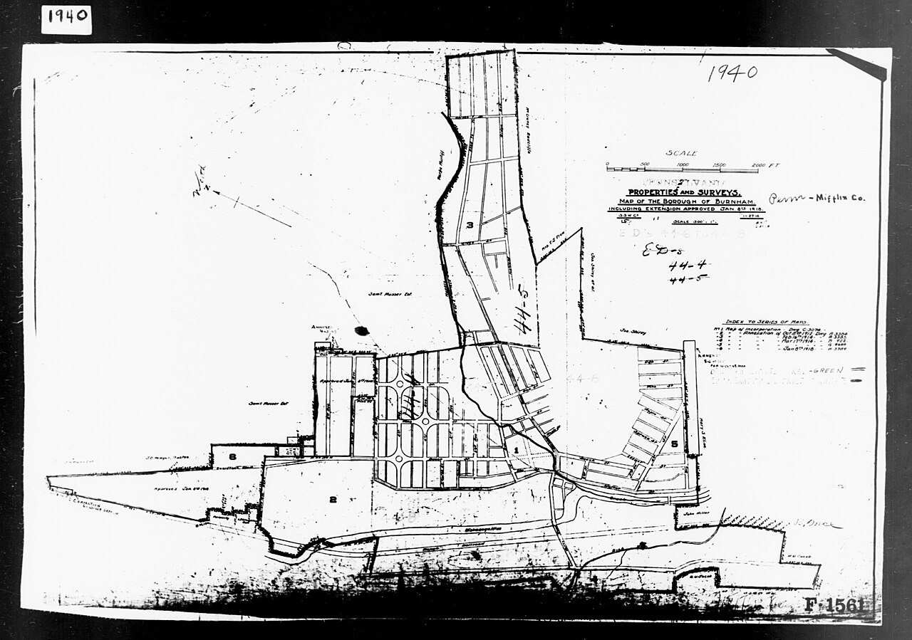 1940 Census Enumeration District Maps - Pennsylvania - Mifflin County - Burnham - ED 44-6, ED 44-7, ED 44-8