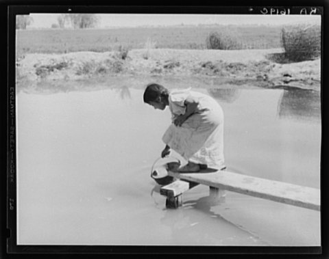Drinking water for field worker's family. Imperial Valley, California, near El Centro