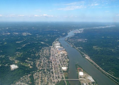 Aerial view of Pittsburgh area