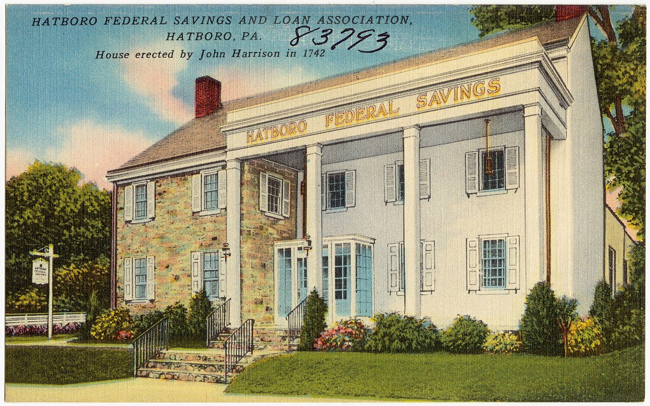 Hatboro Federal Savings and Loan Association, Hatboro, Pa. House erected by John Harrison in 1742 (83793)