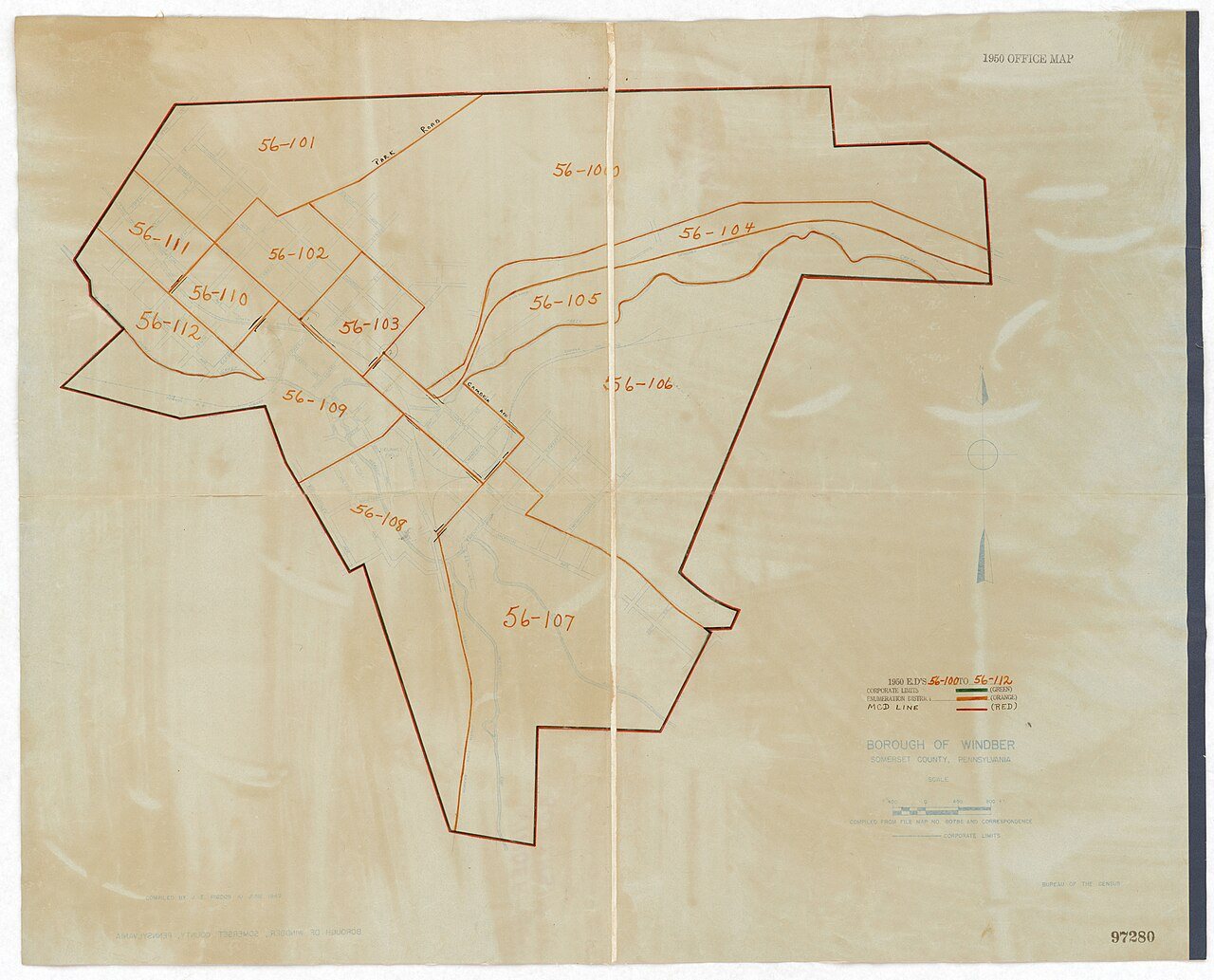 1950 Census Enumeration District Maps - Pennsylvania (PA) - Somerset County - Windber - ED 56-100 to 112