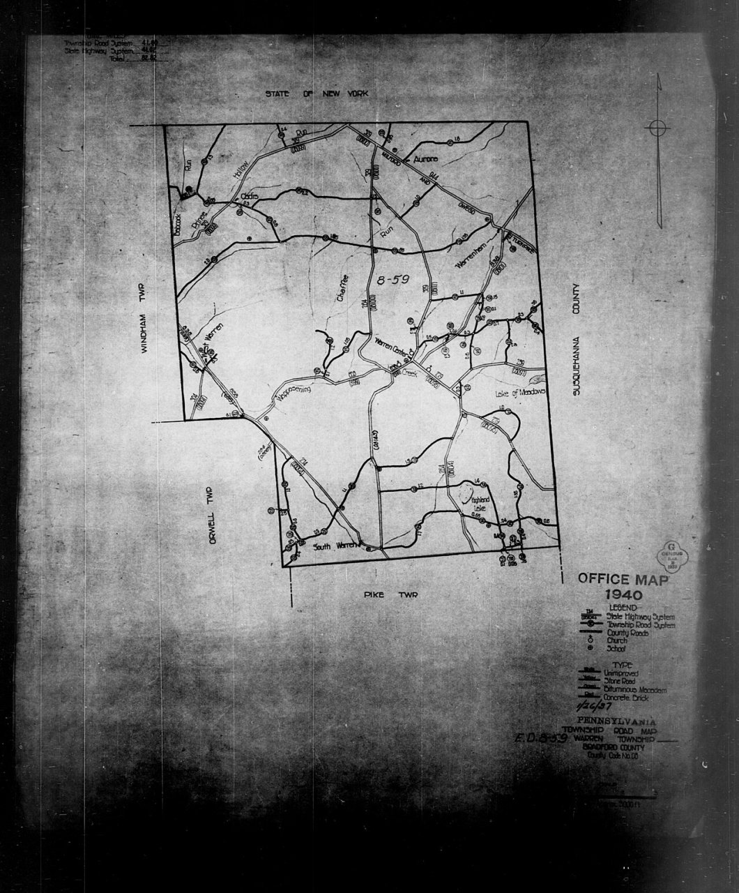 1940 Census Enumeration District Maps - Pennsylvania - Bradford County - Warren - ED 8-47, ED 8-59